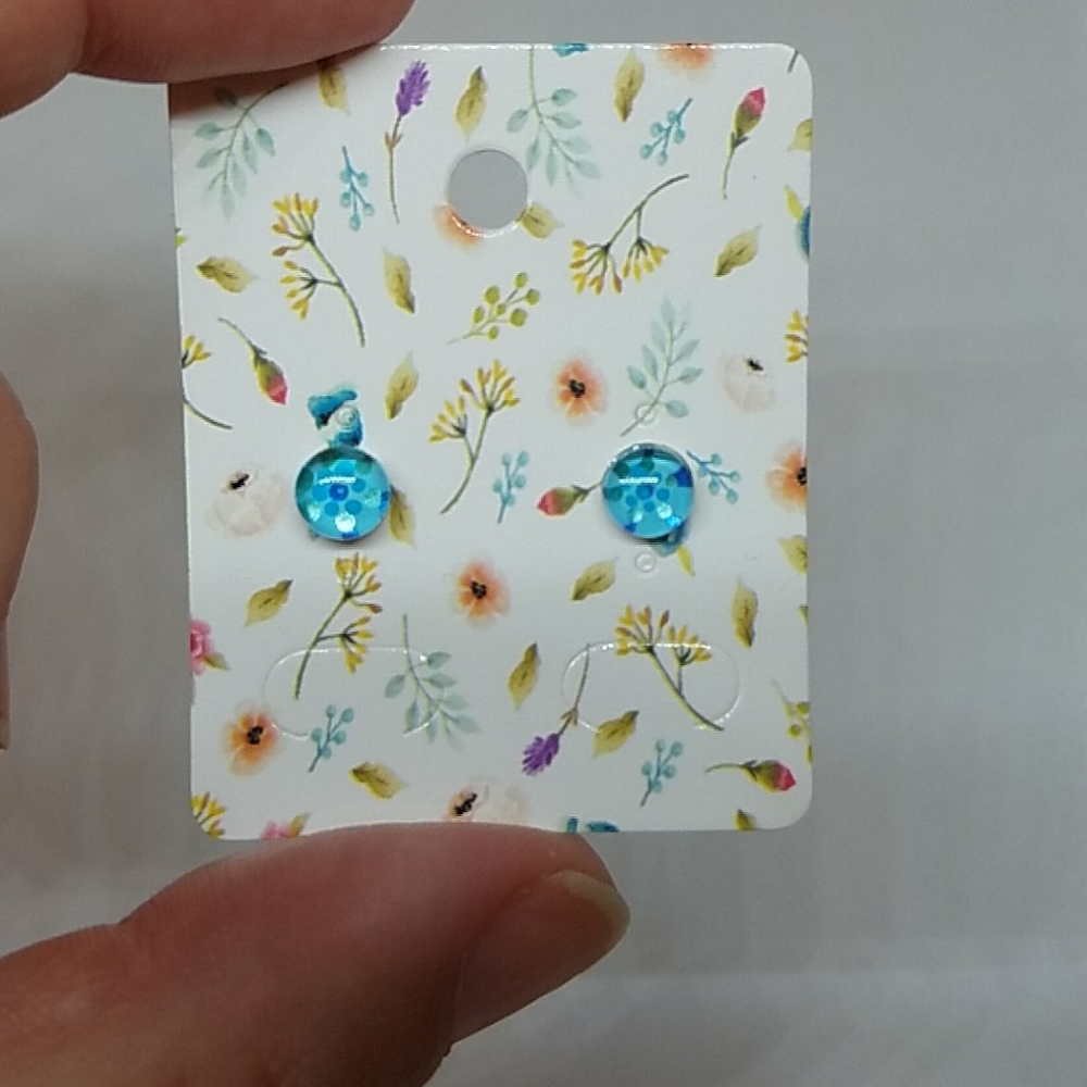 Hand painted, glass ear studs